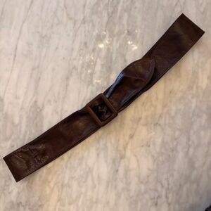 Cuoieria Fiorentina Italian Brown Leather Wide Belt Vera Pelle 46" Adjustable